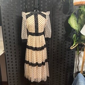 Mimi + Daphne Polka Dot Lace Dress Sz S Cream&Black